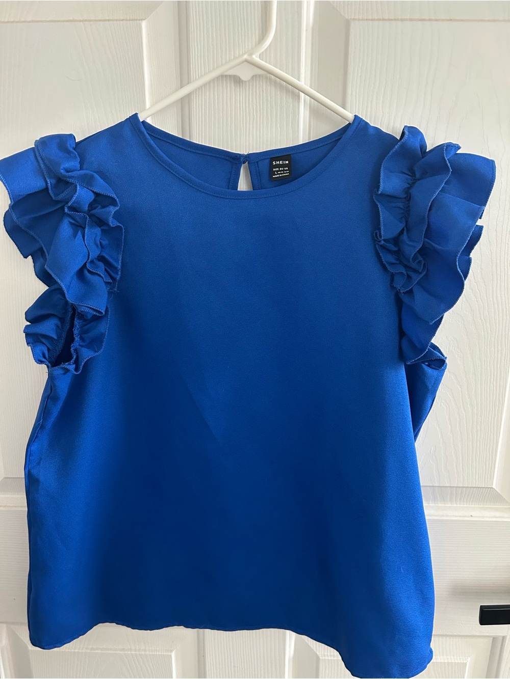 SHEIN Cobalt Blue Keyhole Neck Blouse